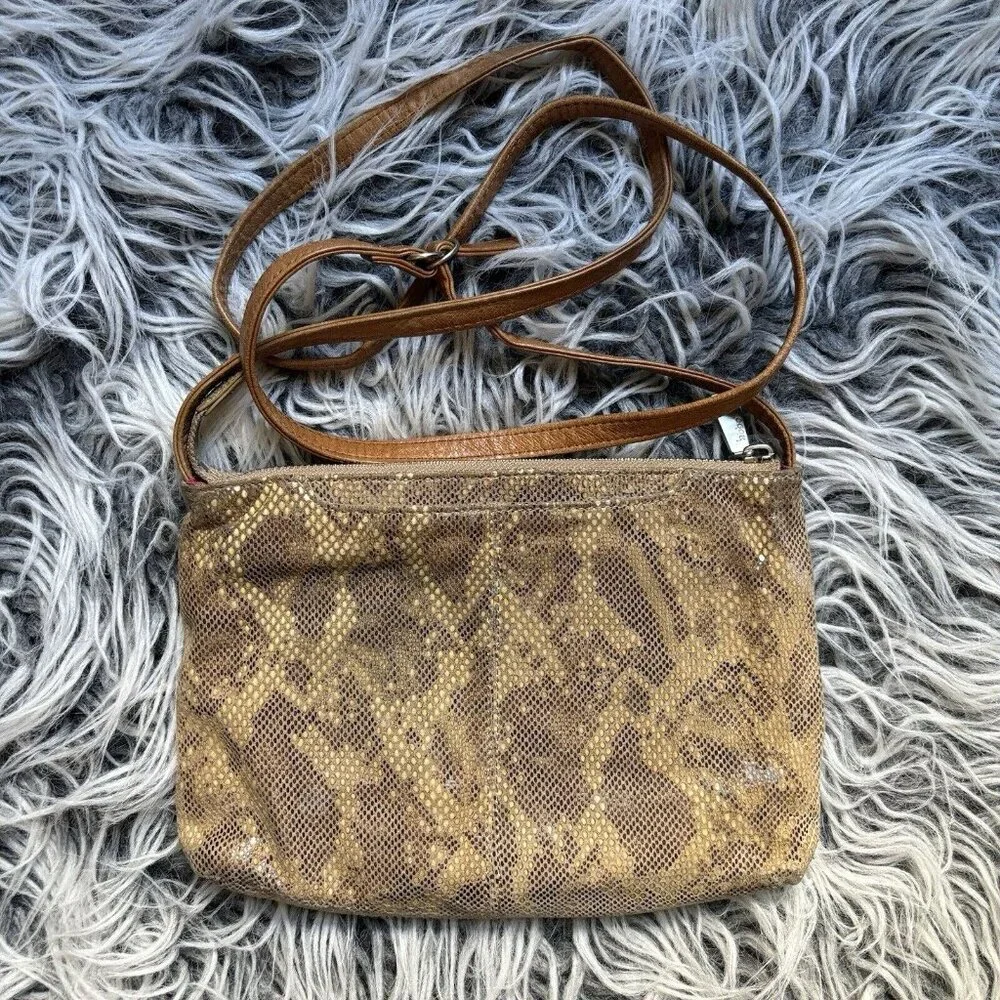 Hobo Python Mara Autumn Brown Snakeskin Leather Purse Shoulder Bag Crossbody‎